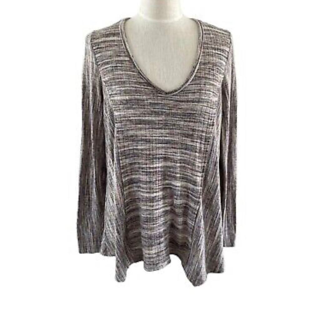 Knox rose women's large tan creme‎ long sleeve flowy shirt loose soft stretch